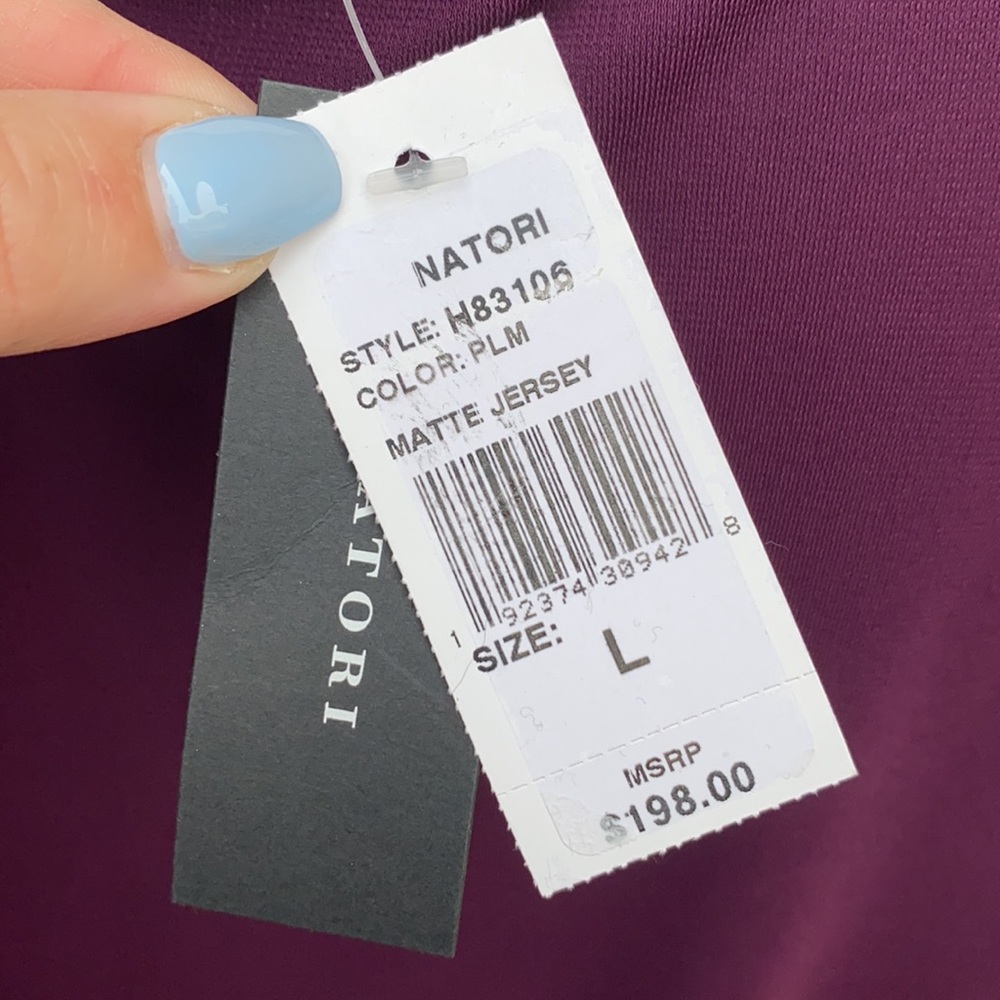 Natori Matte Jersey Blouson Midi Dress in Plum - Picture 6 of 8